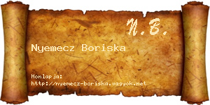 Nyemecz Boriska névjegykártya